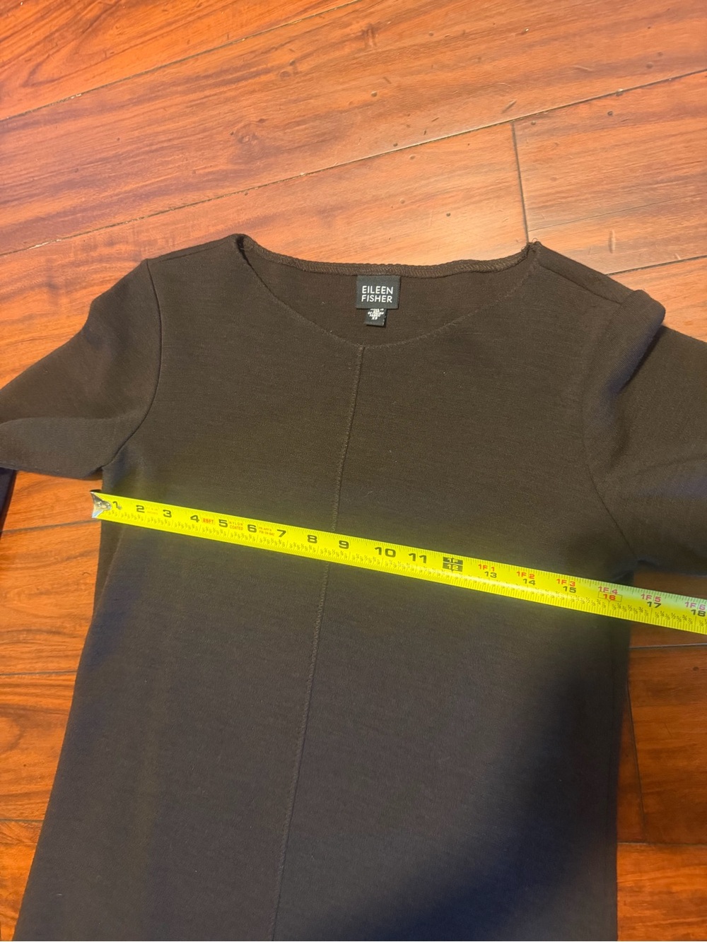 Eileen Fisher Dark Brown viscose/wool Midi A-Line Knit Dress - Picture 7 of 7